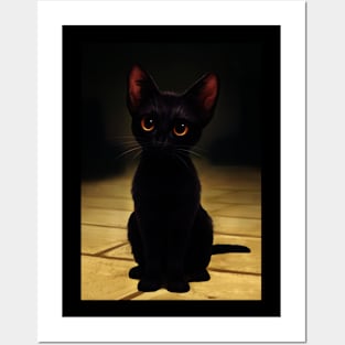 stand black cat Posters and Art